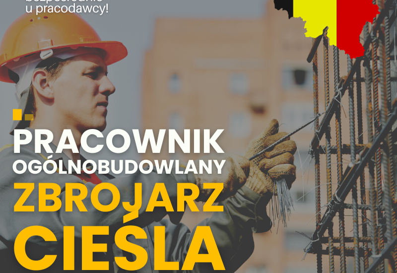 Cieśla-zbrojarz. Stany surowe, bez języka. Polska umowa. Praca Belgia.
