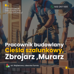 praca Rumia/Wejherowo. Pracownik budowlany: Cieśla szalunkowy, Zbrojarz, Murarz.